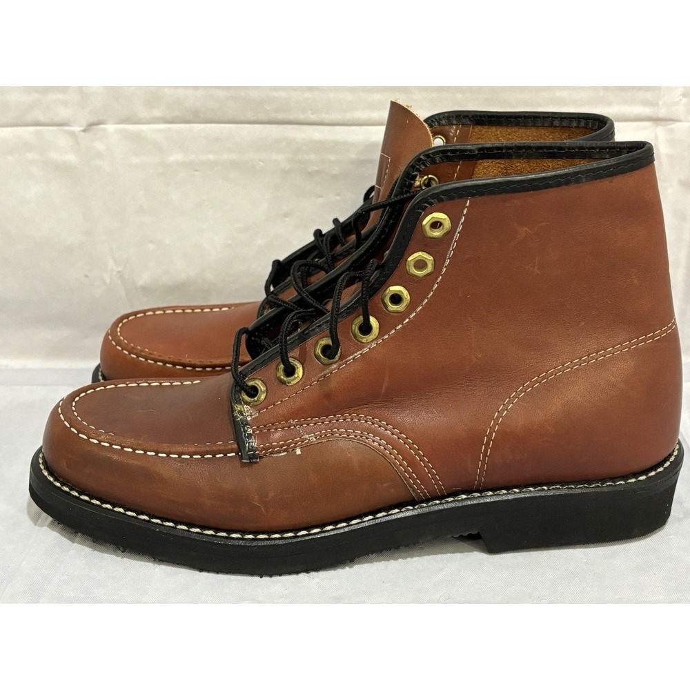 Herman Survivor Moc Toe Lace Up Boots Men's Size 9 A Red Brown Vintage New Stock